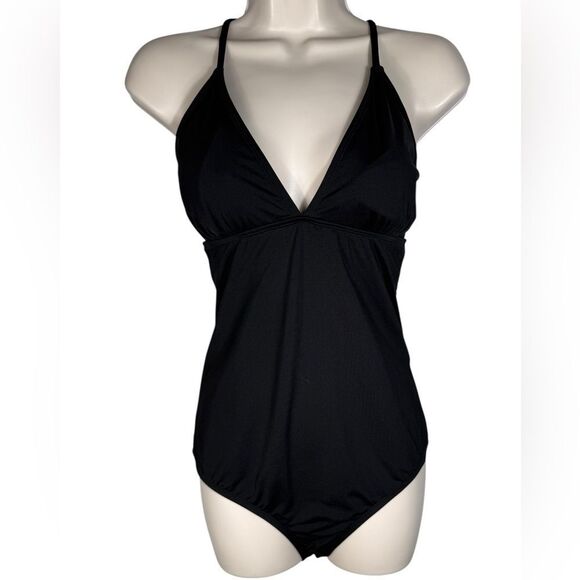 Athleta Black Criss Cross Strappy Back Moderate Coverage One Piece Swimsuit - Picture 2 of 12